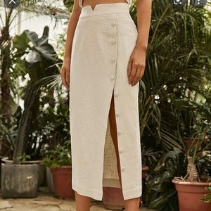 SHEIN Notched Waistband Buttoned Front Split Thigh Skirt